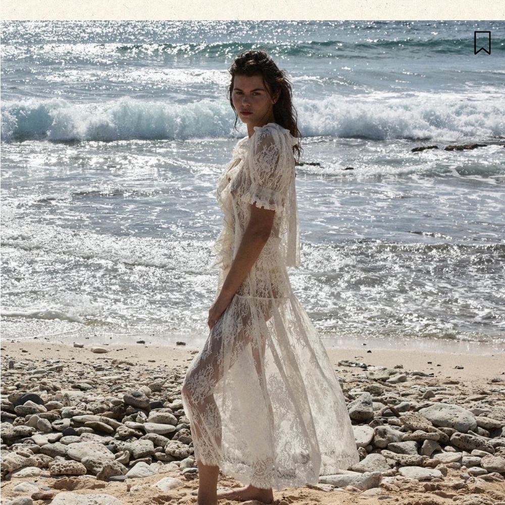 Doen Cream Lace Midi Skirt